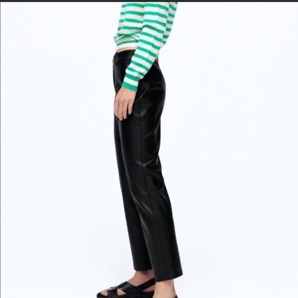 ZARA BLOGGER FAVORITE FAUX LEATHER PANTS - Picture 8 of 12